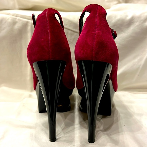 Jessica Simpson - Fuscia Peeptoe Platform Stilettos with Ankle Strap, Size 7.5US - Picture 4 of 11